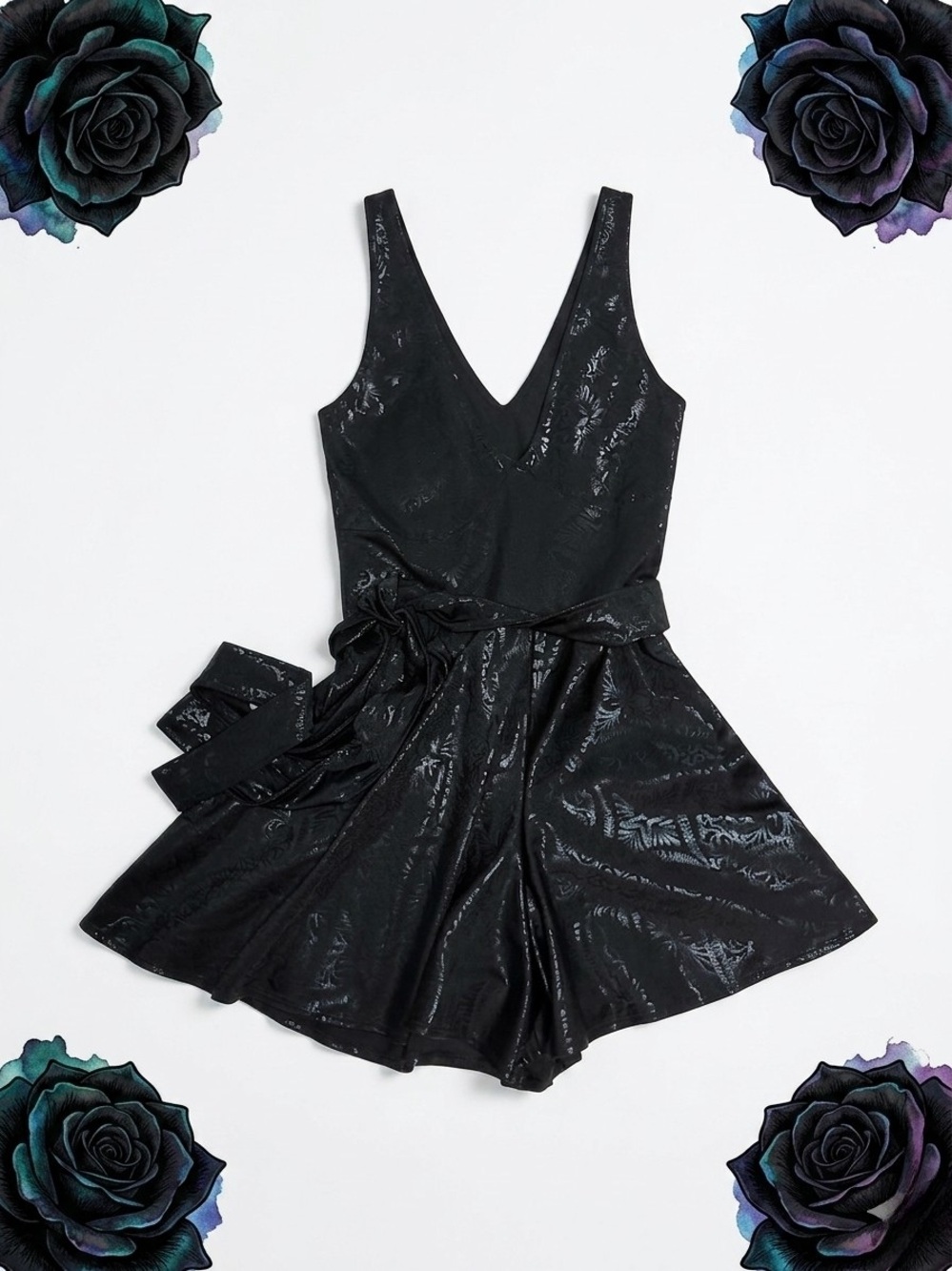 BlackMilk Vintage Midnight Brocade Romper XL